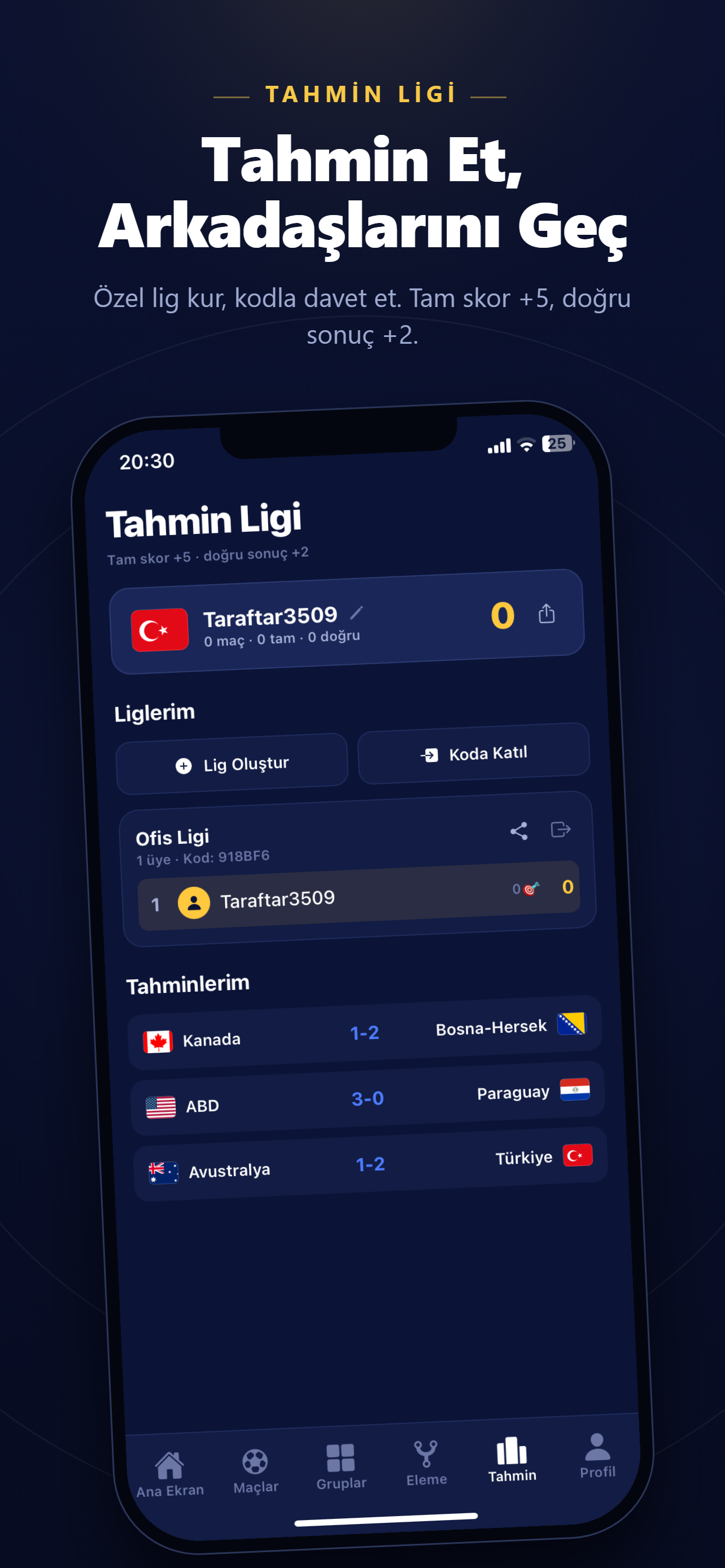 Tahmin Ligi prediction league screen